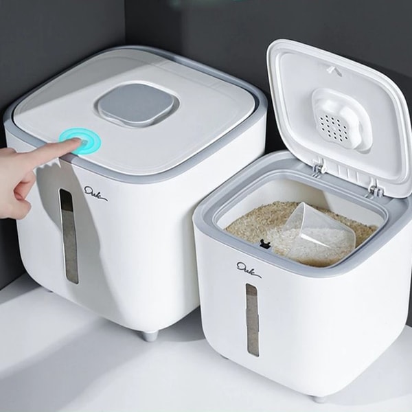 Shopee Rice Storage Box Grain Container Household Cereal Rice Bucket Insect and Moisture Proof Sealed Kitchen Organizer Review