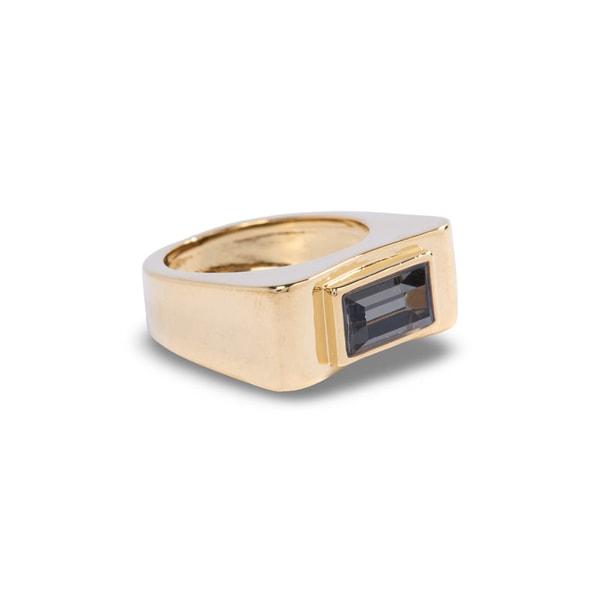 Short & Suite Gold Black Diamond Rectangle Stone Ring Reviews