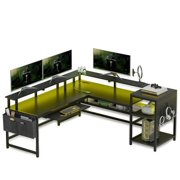 Sikaic 96 Inches L Shaped Reversible LED Gaming Desk Review