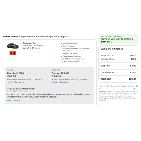Airport Rental Cars Sixt Rental Cars Review
