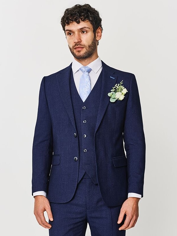 Slaters Menswear Sawyers & Hendricks Tailored Fit Blue Three Piece Wedding Suit Review