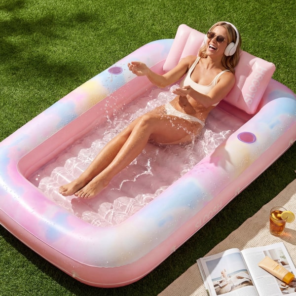 Sloosh Inflatable Tanning Pool Lounger Float, Pink Tie-dye-Bliss State Reviews