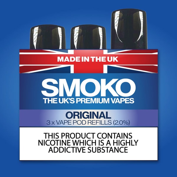 SMOKO E Cigarettes Original Tobacco Vape Pod Refills UK Made Vape Refills Review