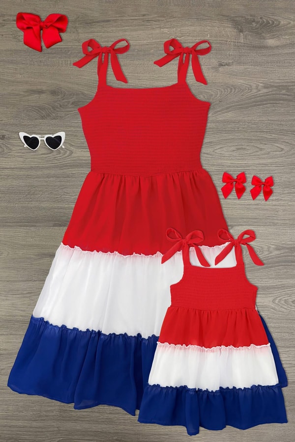 Sparkle In Pink Mom & Me - Red White & Blue Ruffle Dress Review