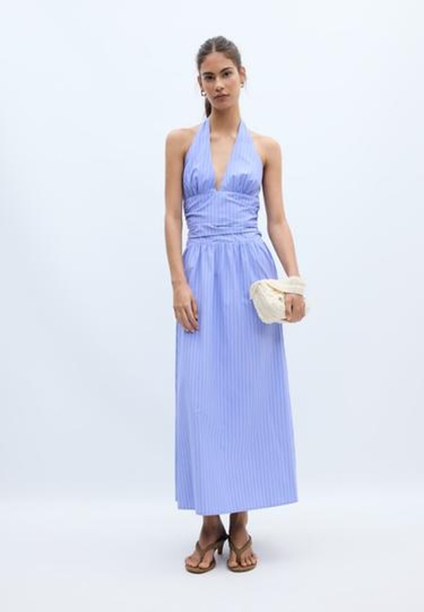 Stradivarius Halter Poplin Midi Dress Review