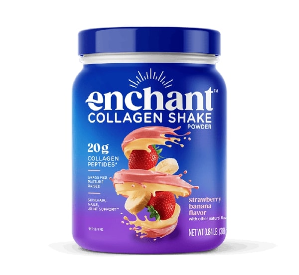 Enchant Brands Strawberry Banana Collagen Peptides Shake Powder Reviews