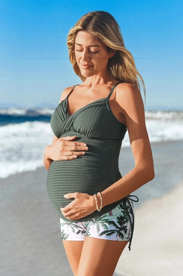 Summer Mae Twist Front Ribbed Maternity Tankini Swimsuit Reviews