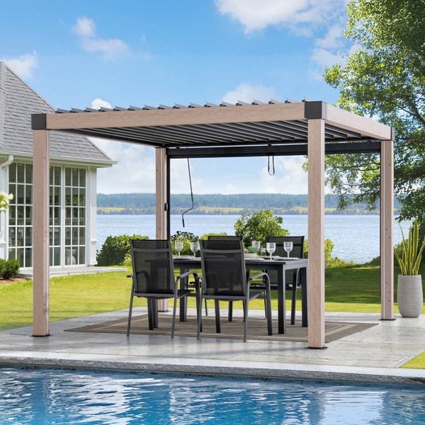 SUNJOY 3.06m x 3.06m Aluminum Louvered Pergola Review