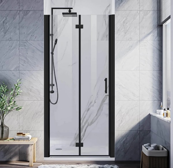 Sunny Shower 1/4 inch Bifold Shower Door with Semi-Frameless Clear Tempered Glass, Black Finish / Chrome Finish Review