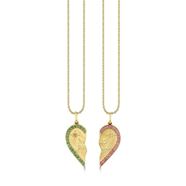 Sydney Evan Jewelry Gold, Diamond, Emerald & Amethyst Wicked Best Witches Mizpah Charm Set Reviews