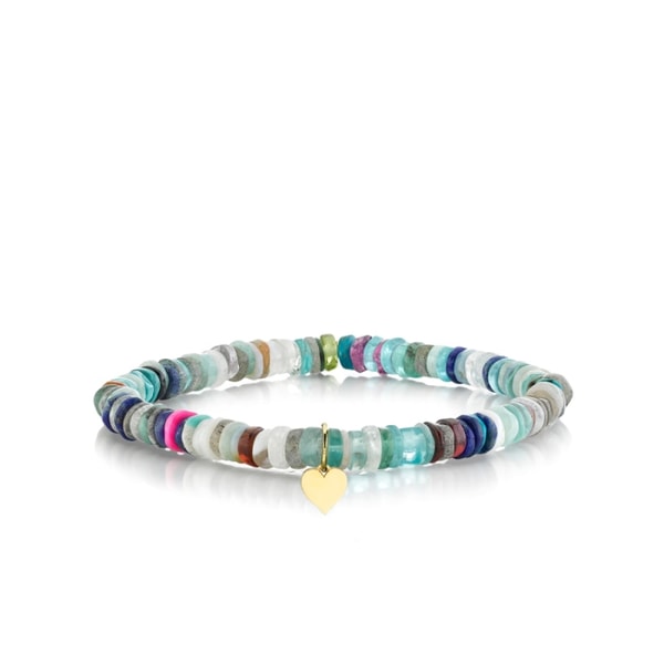 Sydney Evan Jewelry Pure Gold Tiny Heart on Rainbow Heishi Reviews