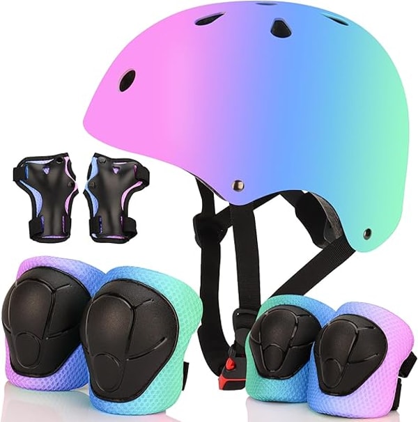 Teamontop.com Color Gradient Adjustable Bike Helmet with Knee and Elbow Pads Review