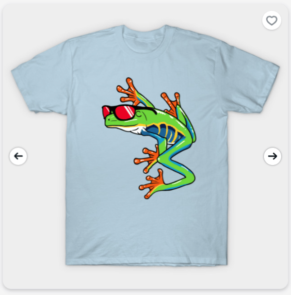 TeePublic Red-eyed Tree frog with Sunglasses T-Shirt Review