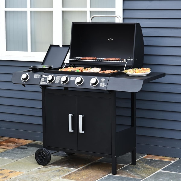 Tesco Outsunny Gas BBQ Grill 4 + 1 Stainless Steel Burner Garden Review