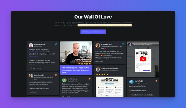 Testimonial.to Wall of Love Reviews