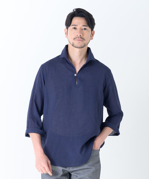 TETE HOMME リネンライク ウォッシャブル スキッパーシャツ レビュー