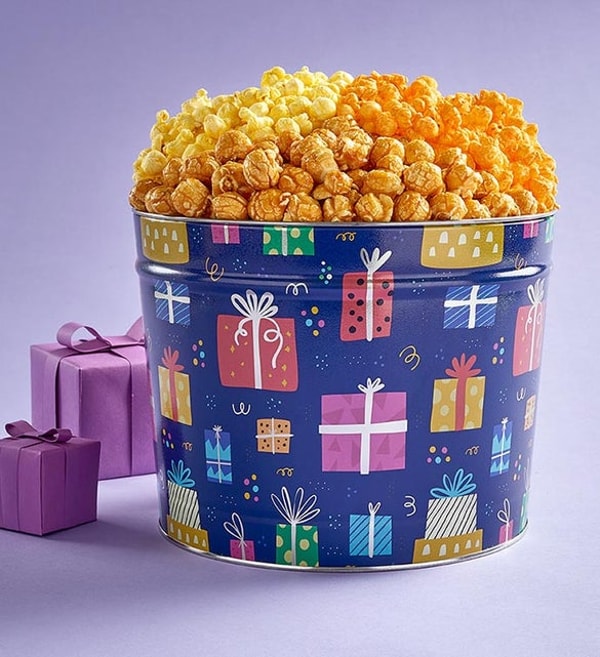 The Popcorn Factory Best Birthday Ever 2 Gallon 3 Flavor Popcorn Tin Review
