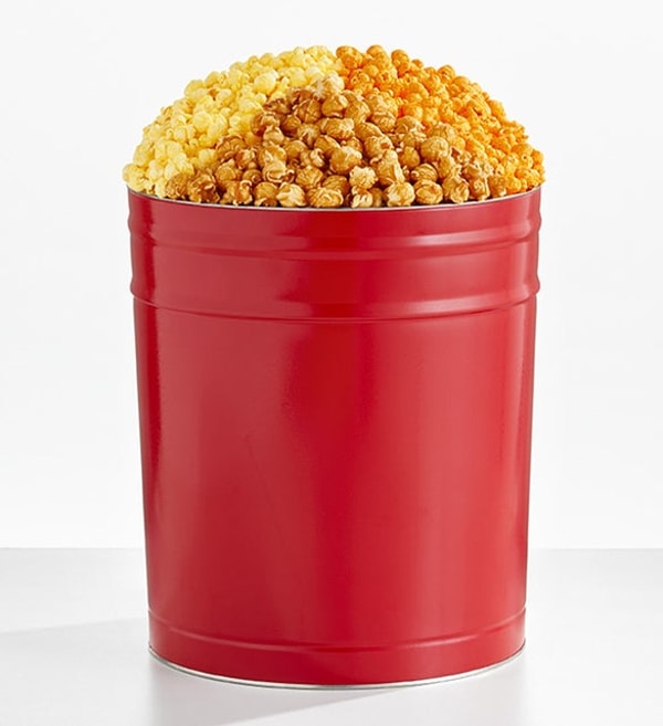 The Popcorn Factory Simply Red 6 1/2-Gallon 3-Flavor Popcorn Tin Review