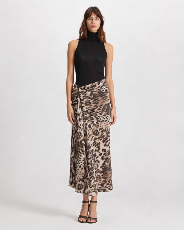 THEO The Label Danae Leopard Print Ruched Skirt Review