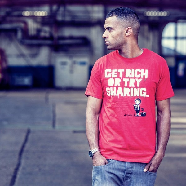THTC Werde reich oder versuche, Hanf-T-Shirt zu teilen Bewertung