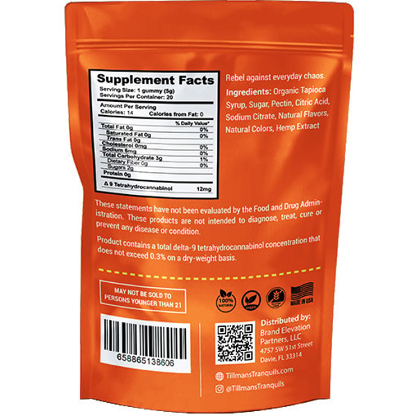 Tillmans Tranquils Orange THC Gummies 240mg THC Reviews