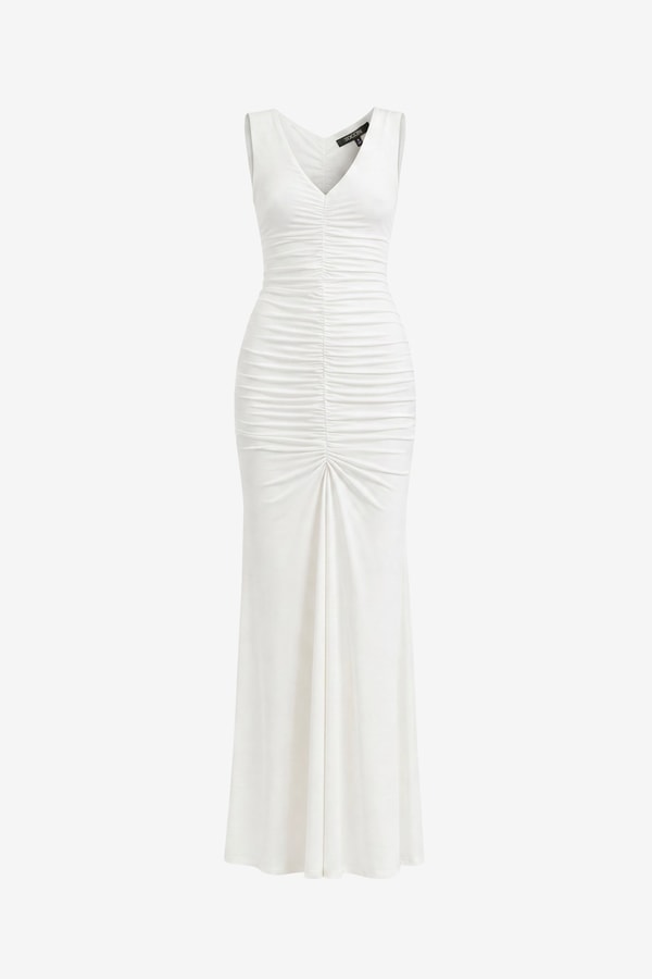 Toccin Inez Sleeveless V-Neck Ruched Midi Dress Review