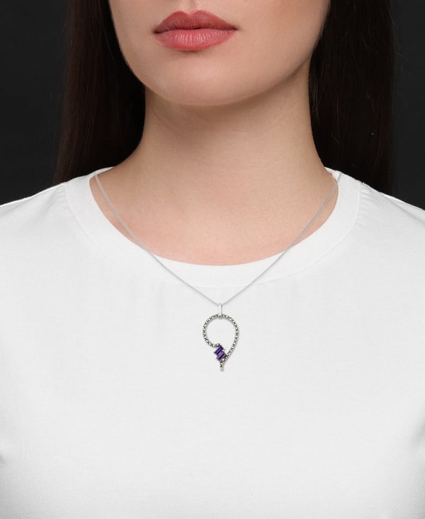 I Heart Jewels Tori Hill&reg; Genuine Marcasite and Simulated Amethyst Freeform Pendant 18" Review
