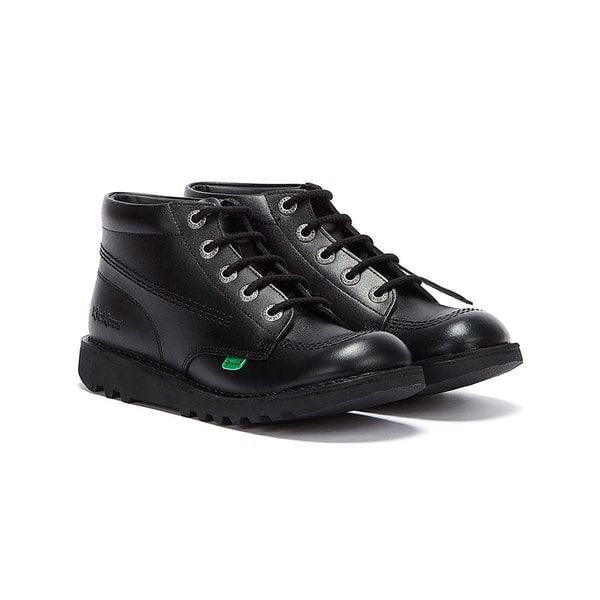 TOWER London Kickers Kick Hi Youth Black Leather Ankle School Boots Review