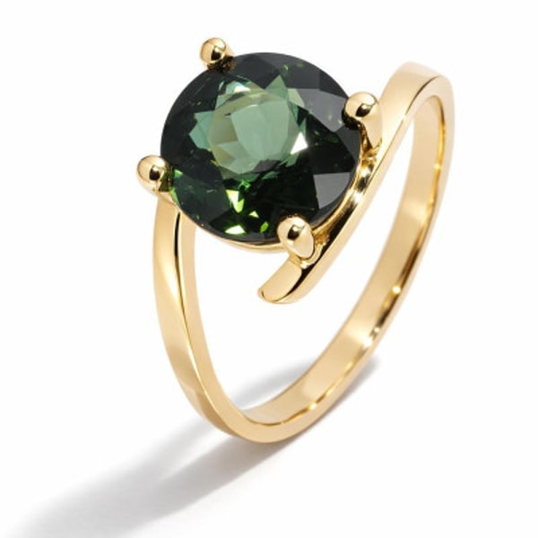 Trabbia Vuillermoz Bague Or Jaune 750 Tourmaline Verte AAA Ronde 9.5mm Vuillermoz