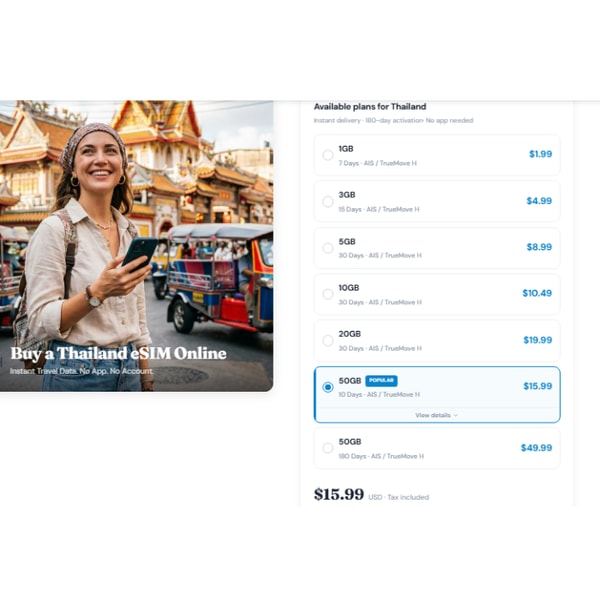Travelsim Asia eSIM Thailand 50 GB Review
