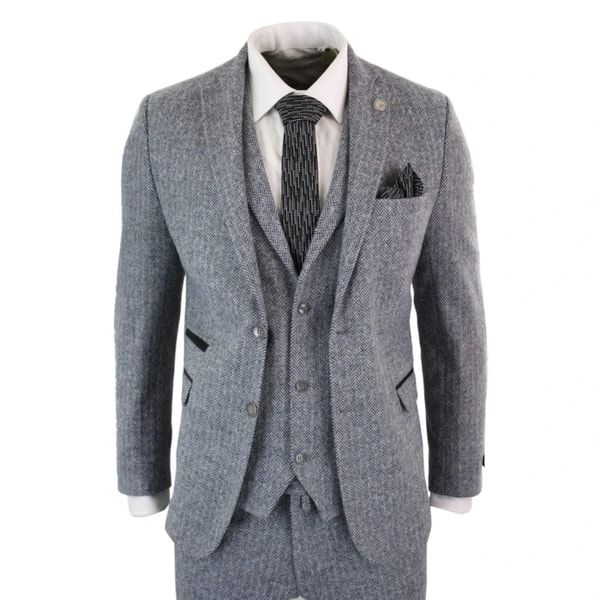 TruClothing Review: TruClothing STZ11 Men's Light Grey Tweed Suit Herringbone Wool Reviews