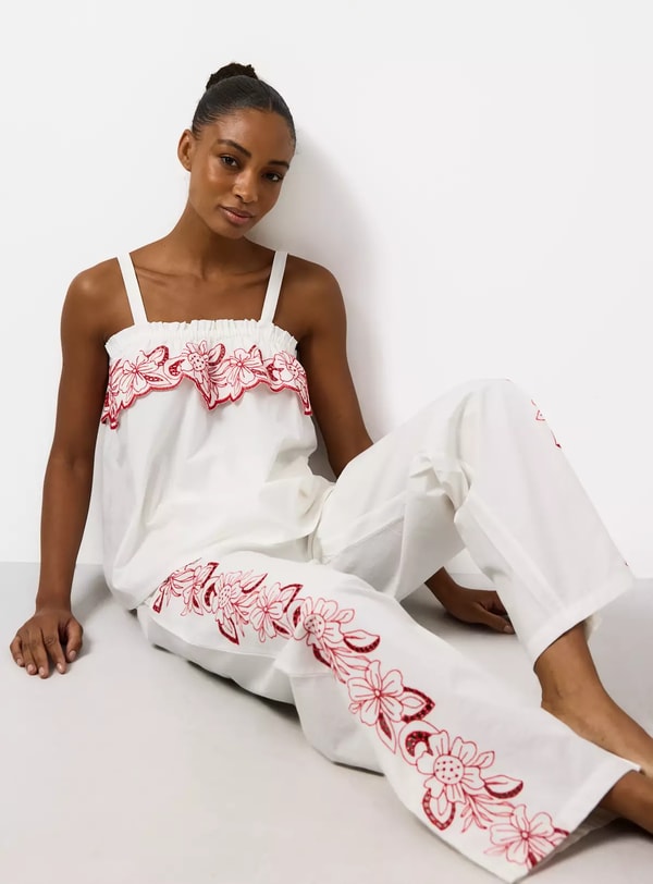 Tu Clothing White Floral Embroidered Poplin Cami Pyjamas Review