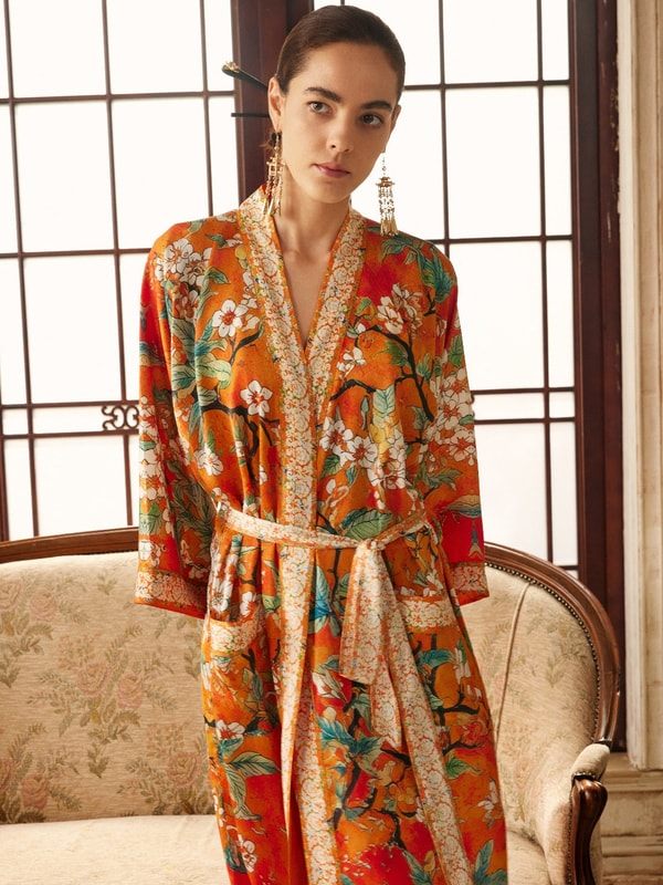 Ulivary Vintage Orange Camellia Kimono Robe Review