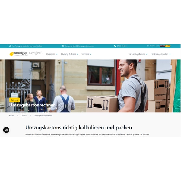 Umzugspreisvergleich Umzugskartonrechner Review