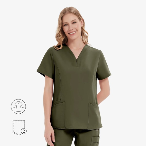 Uniforms World Evelyn Y Neck Zip Scrub Top Review