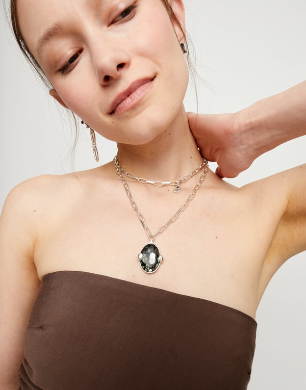 UNOde50 Long Necklace with Gray Oval Faceted Crystal Review