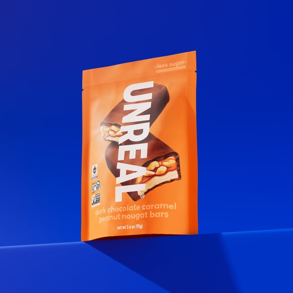 UNREAL Snacks Dark Chocolate Caramel Peanut Nougat Bars Review