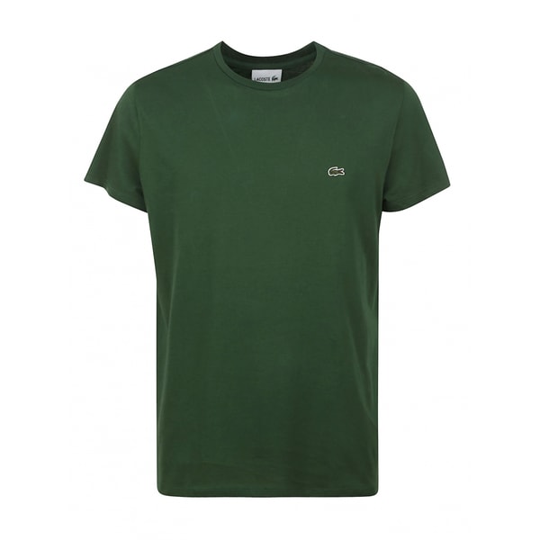 Uomo club T-shirt uomo in cotone verde bottiglia manica corta Lacoste TH6709 Recensione