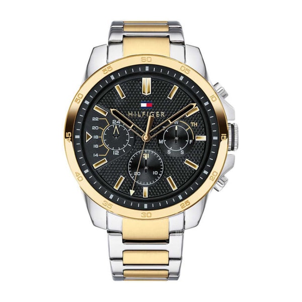 Urvaerket Tommy Hilfiger Sort/Gul guldtonet st&aring;l &Oslash;46 mm Anmeldelse