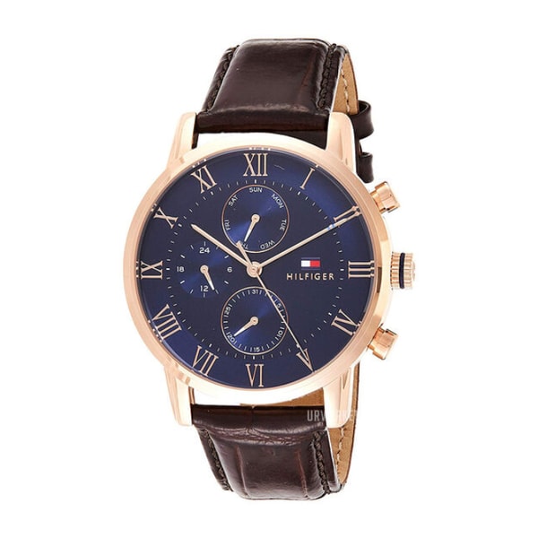 Urvaerket Tommy Hilfiger Bl&aring;/L&aelig;der &Oslash;44 mm Anmeldelse