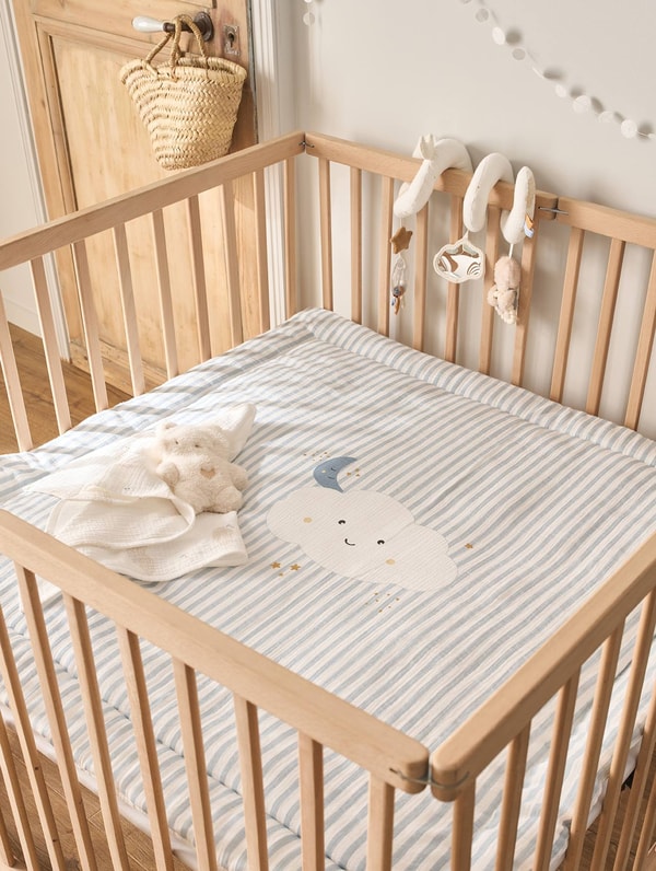 Vertbaudet Dekentje / Parkbodem baby in katoenen gaas IN DE WOLKEN - blauw, gestreept Beoordeling