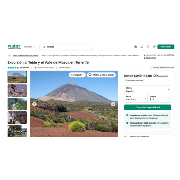 Viator Excursi&oacute;n Teide y Valle de Masca Rese&ntilde;a