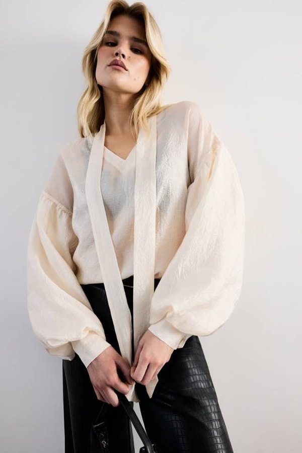 Warehouse Fashion Pussybow Tie Neck Blouson Sleeve Blouse Review