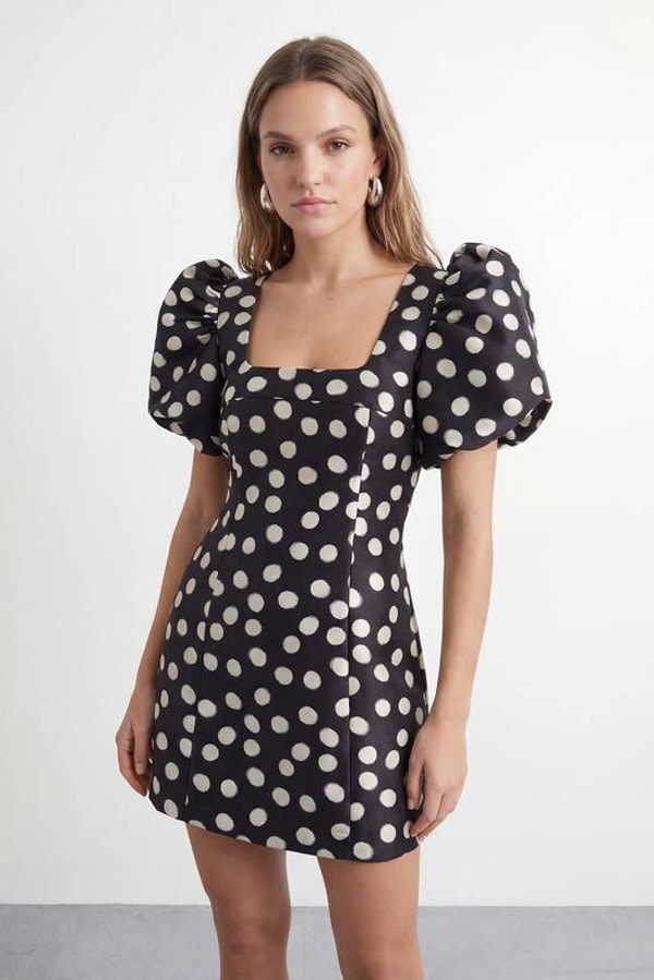 Warehouse Fashion Petite Polka Dot Puff Sleeve A-Line Mini Dress Review