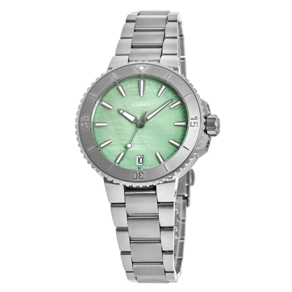 WatchMaxx Oris Aquis Date Green Mother of Pearl Watch Reviews