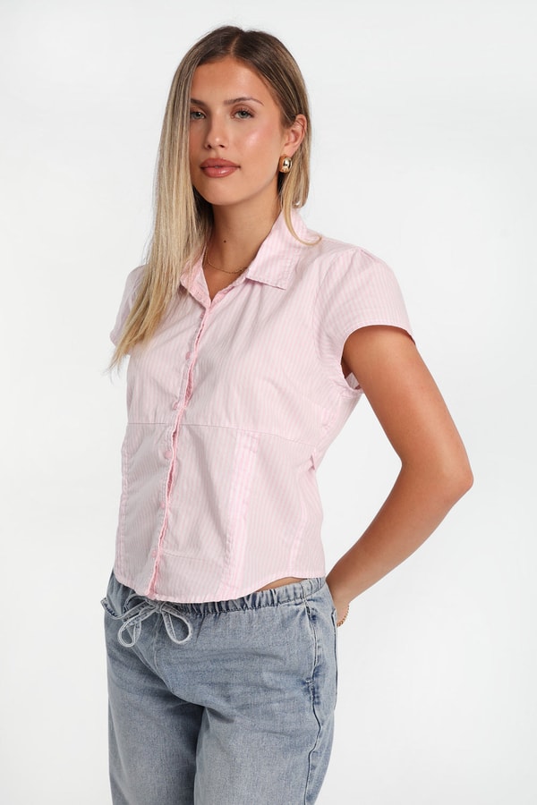West49 Poplin Cotton Short Sleeve Tie-Back Button-Up Shirt Review