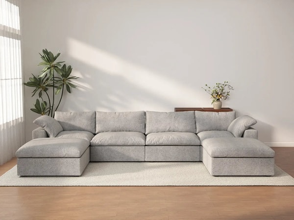 WJS Home 4-Seater U-Shaped Sectional Sofa Deluxe Light Grey Reviews