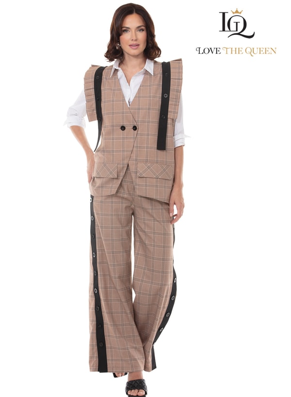 Women Suits Plaid Detachable Panel Vest & Pant Set Review