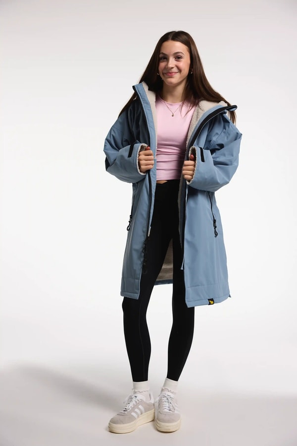 Woolly Bear Outerwear Women's Dusty Blue Oversized Winter Coat Review