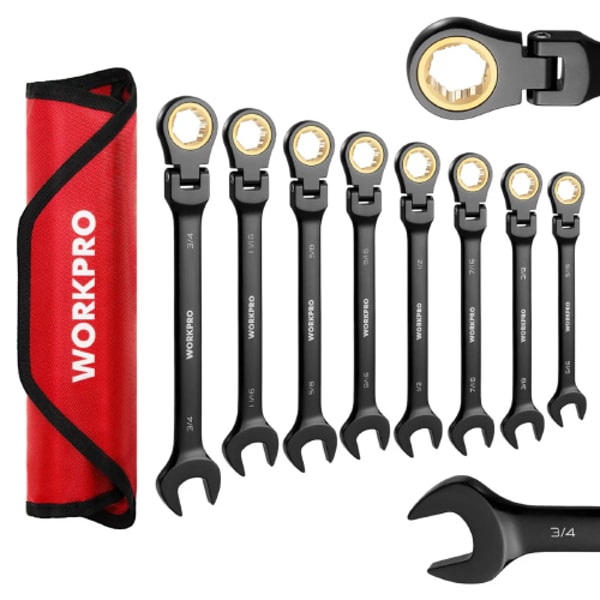 WORKPRO 8 Pcs Ratcheting Combination Flex-Head Anti-Slip Wrench Set Review